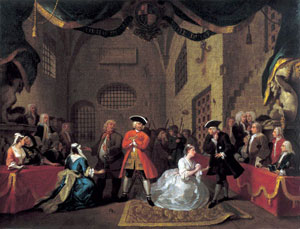 У. Хогарт. Сцена VI из «Оперы нищего», 1731 г.