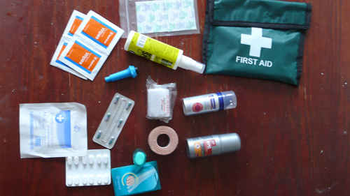 First aid kit on a journey